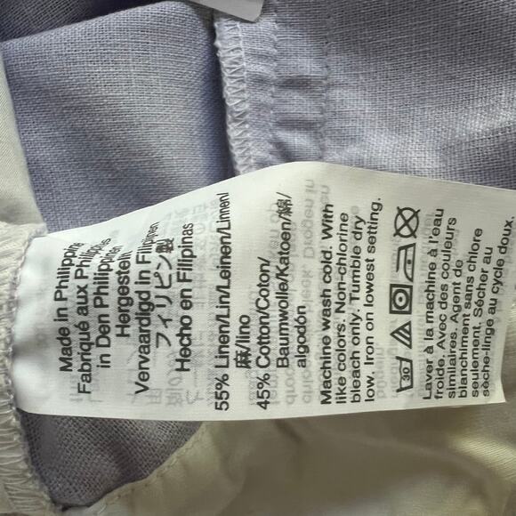 J. Crew 4" linen-cotton scalloped hem short lilac NWT - Picture 2 of 4